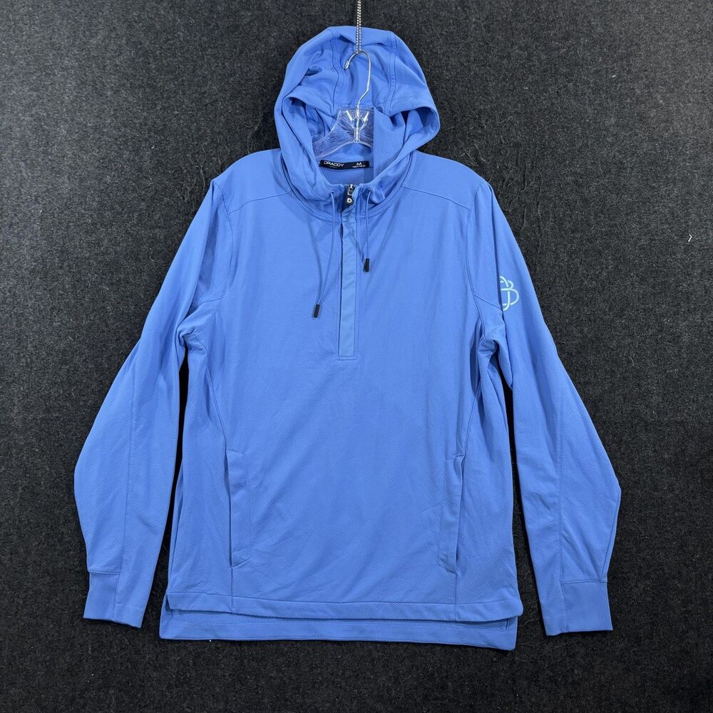 Draddy Sport Cool Hoodie Men's Medium Blue 1/4 Zip Stretch Golf Pullover
